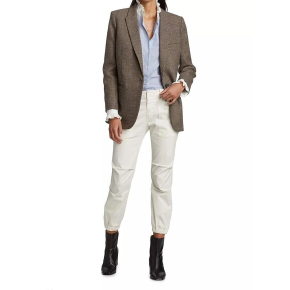 Nili Lotan Women’s Cropped Military Pant size 6 NWT Stretch Made in USA Eggshell